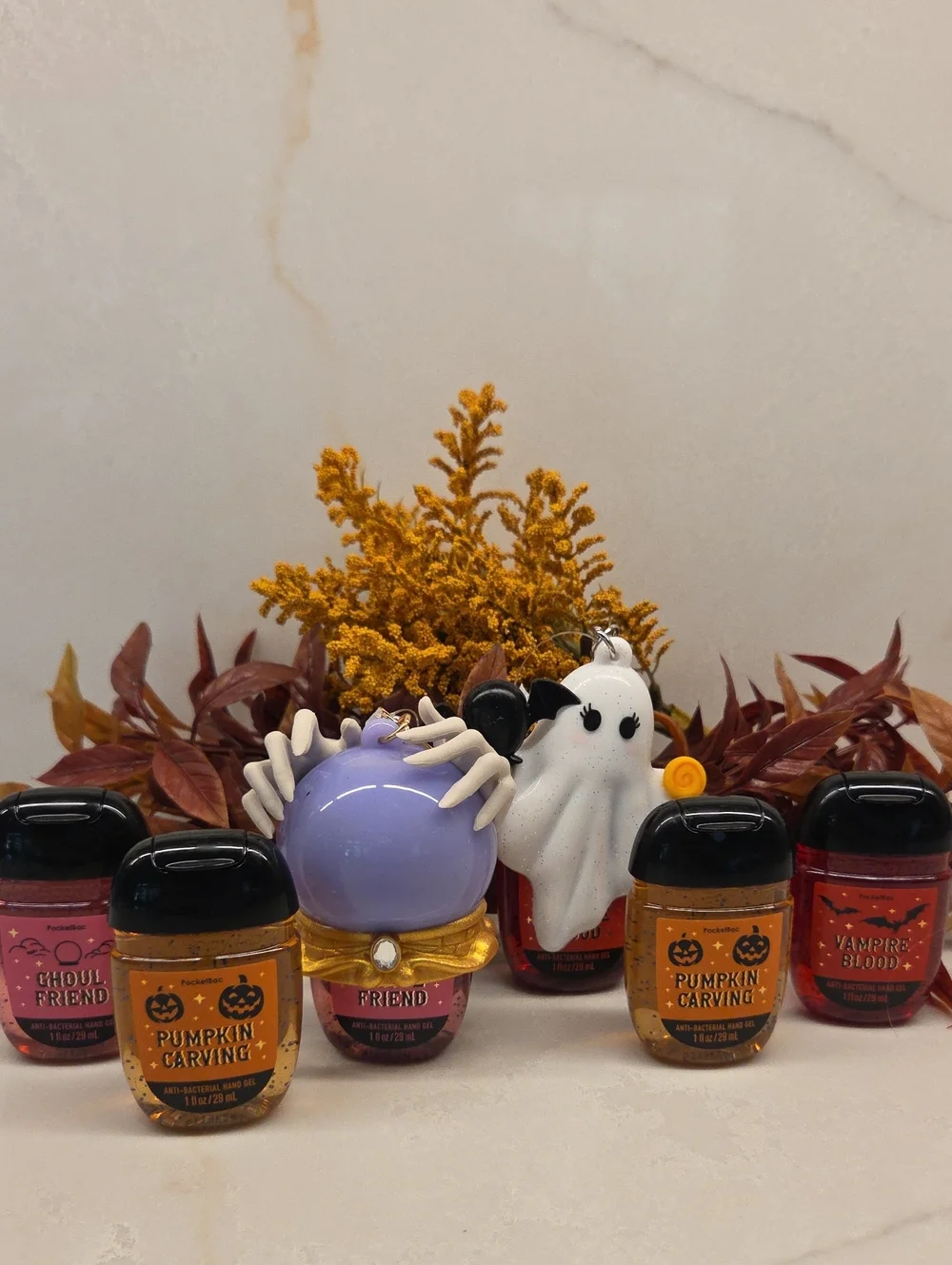 B&BW 2 Halloween Hand Sanitizer Holders with Set Of 6 Pocket Hand Sanitizers